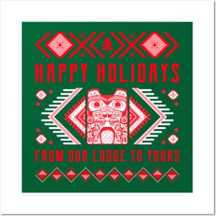 Beaver Totem Ugly Sweater Holiday Lodge Posters and Art